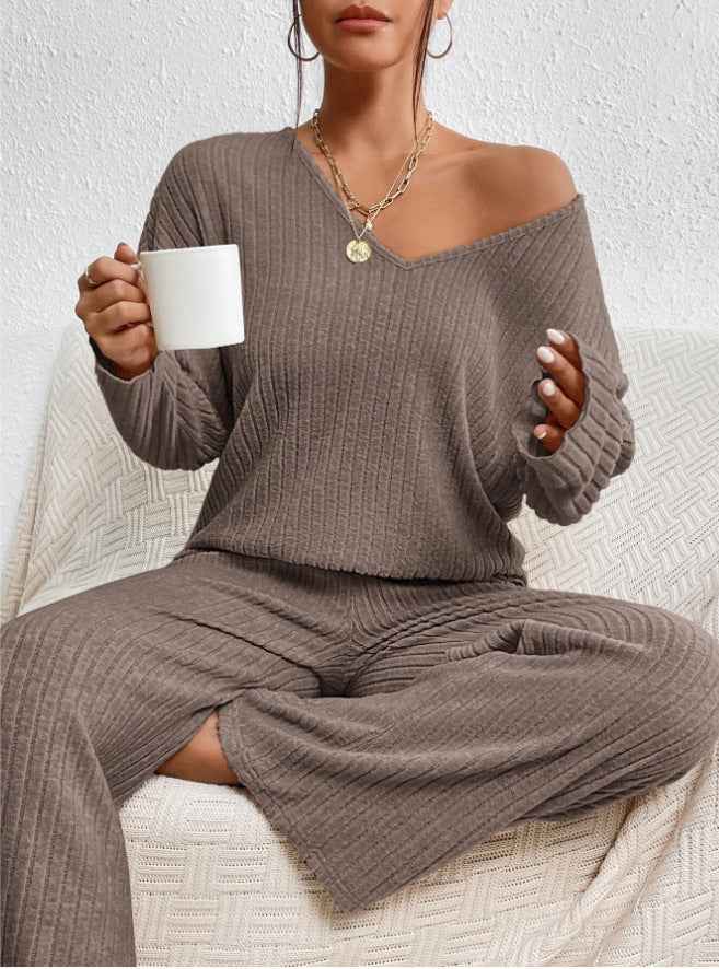 Stella - V-Neck Ribbed Knit Lounge Set