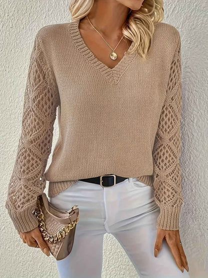 Jemma - Trendy V-Neck Cut-Out Sweater