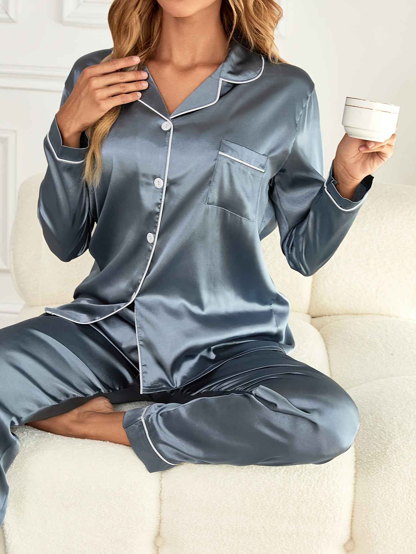 Maribeth - Casual Two-Piece Silk Sleepwear Set