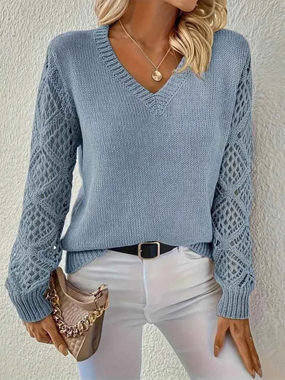 Jemma - Trendy V-Neck Cut-Out Sweater