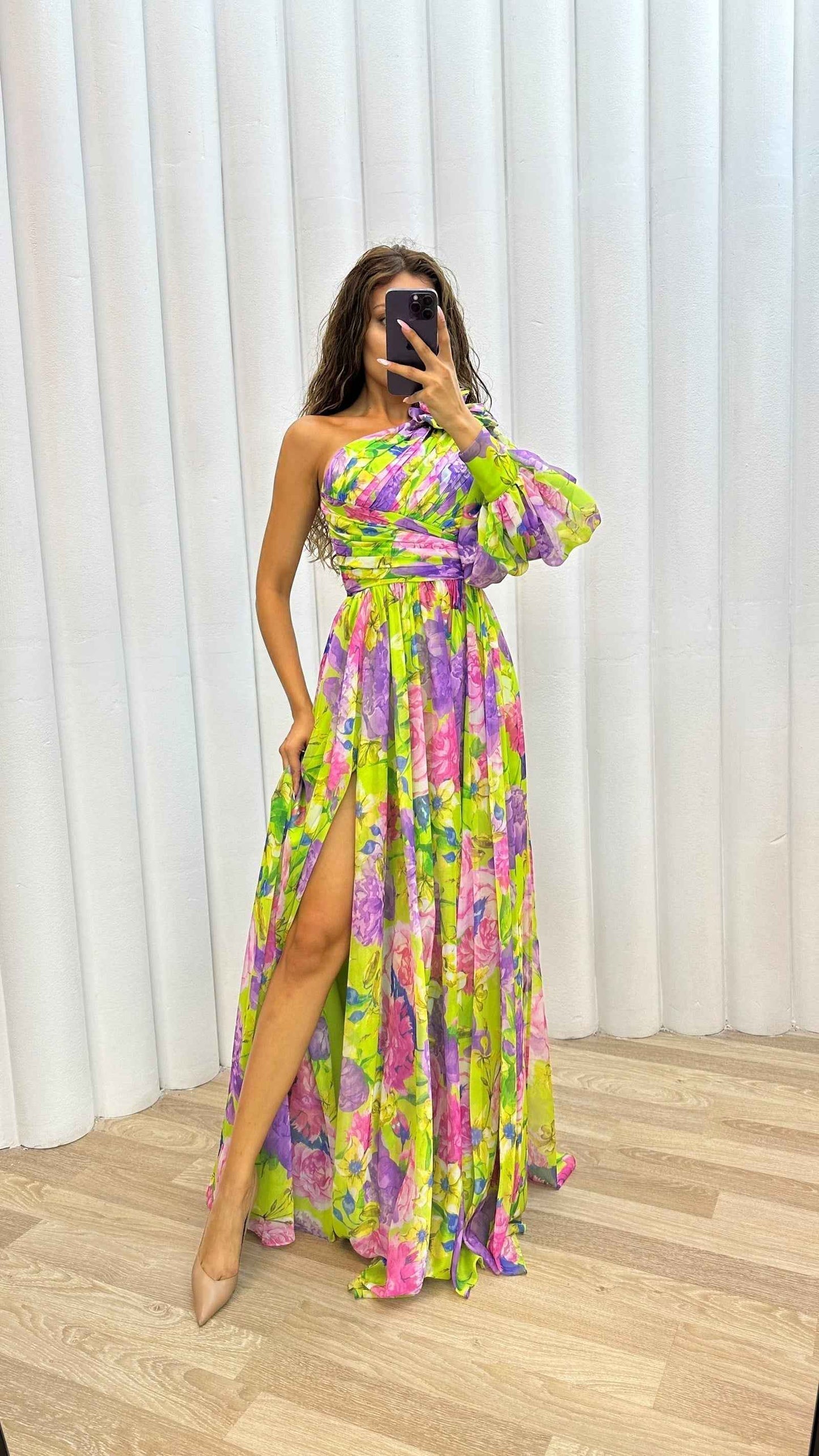 Samantha - Floral One Shoulder Dress