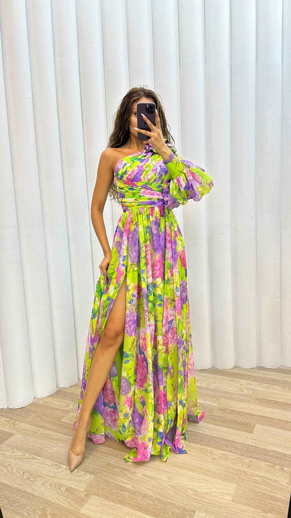 Samantha - Floral One Shoulder Dress
