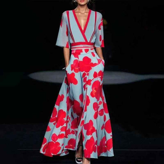 Cassidy - Elegant Floral Print Maxi Dress
