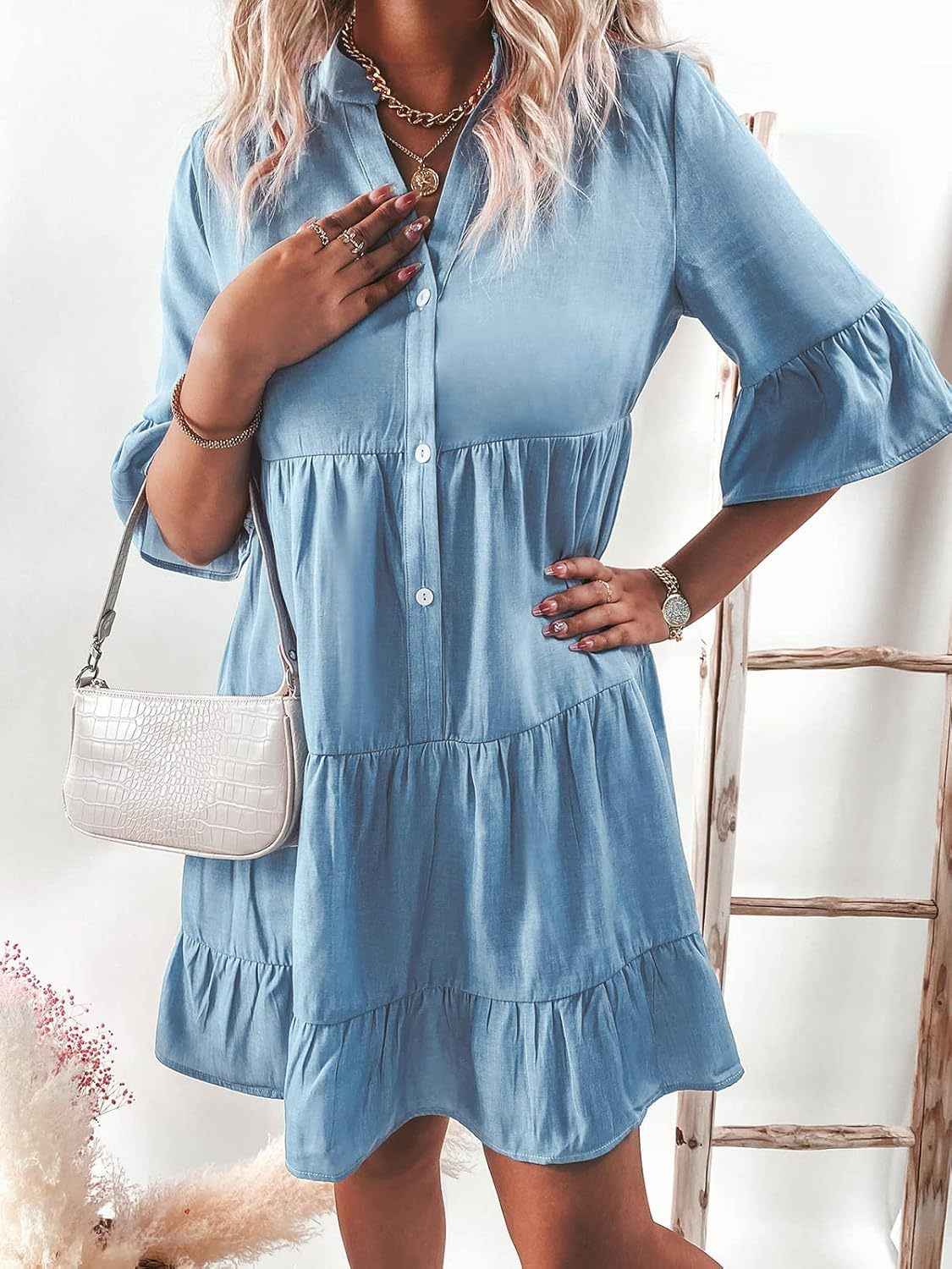 Amy | Ruffle Denim Dress