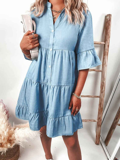 Amy | Ruffle Denim Dress
