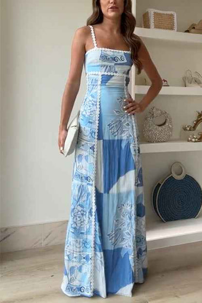 Seraphina - Bow Back Maxi Dress with Printed Design