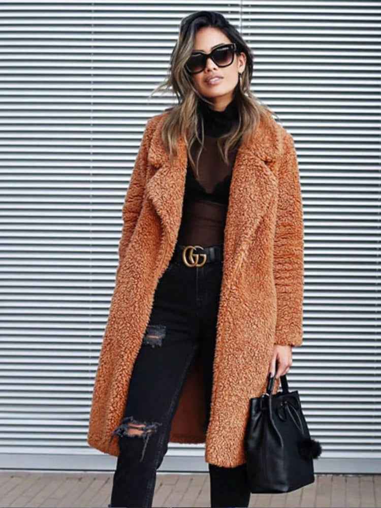 Cyril - Women's Long Fleece Teddy Coat