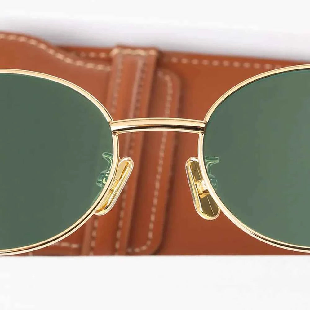 Nalani - Oval Frame Sunglasses Gold & Black Metal & Polycarbonate Stylish and Protective
