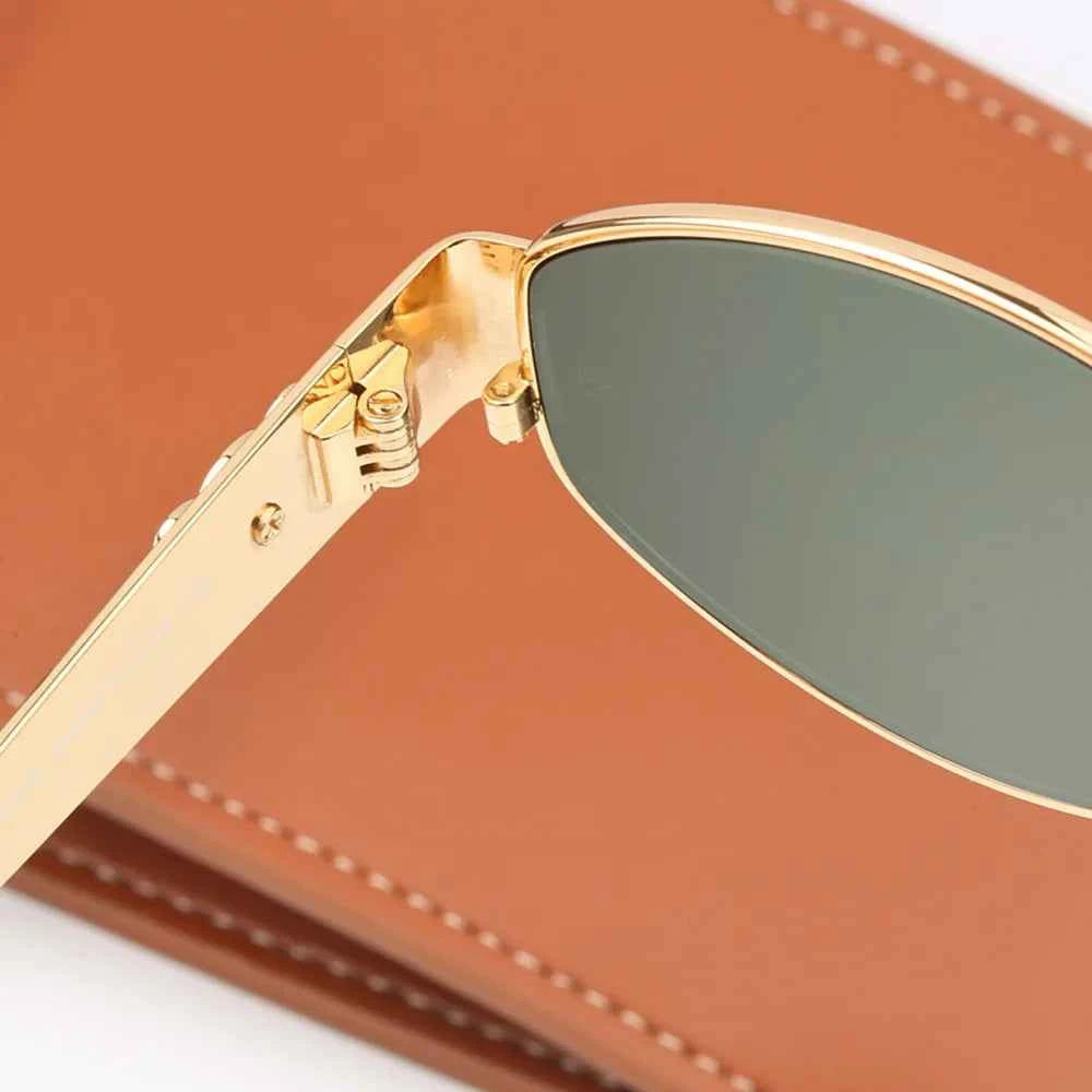 Nalani - Oval Frame Sunglasses Gold & Black Metal & Polycarbonate Stylish and Protective