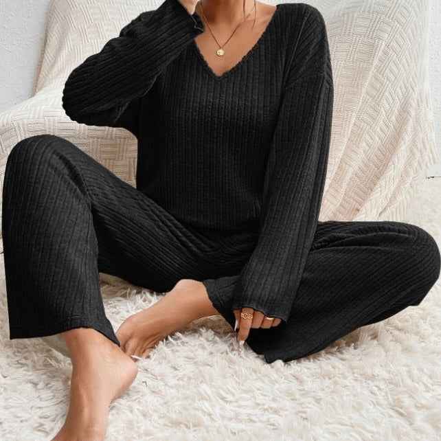 Stella - V-Neck Ribbed Knit Lounge Set