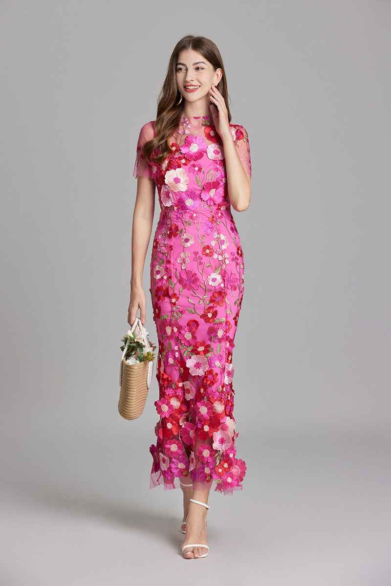 Lisa - Sheer Embroidered Maxi Dress