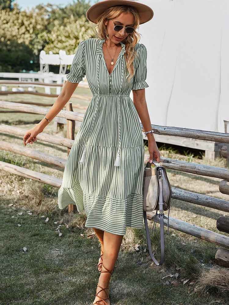 Elodie | Striped Tassel Midi