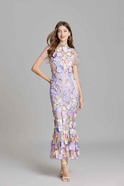 Lisa - Sheer Embroidered Maxi Dress