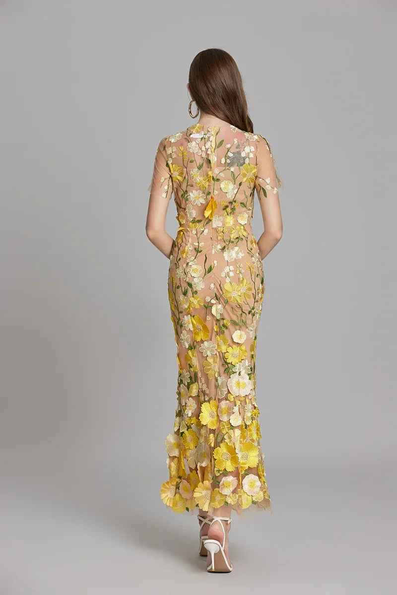 Lisa - Sheer Embroidered Maxi Dress