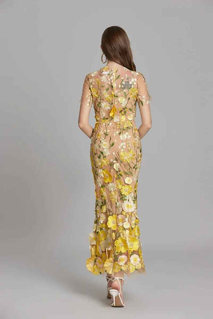 Lisa - Sheer Embroidered Maxi Dress