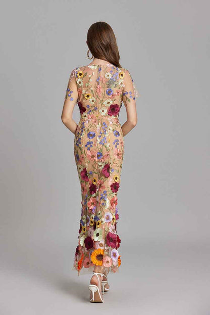 Lisa - Sheer Embroidered Maxi Dress