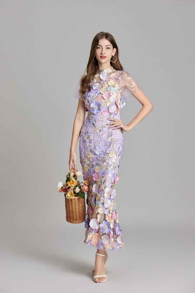 Lisa - Sheer Embroidered Maxi Dress