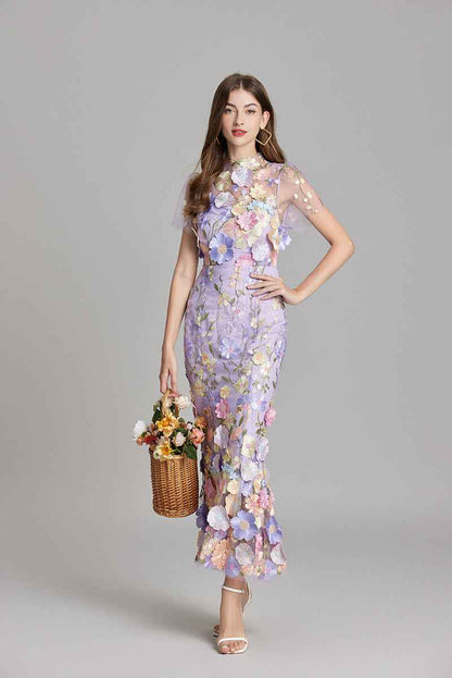 Lisa - Sheer Embroidered Maxi Dress