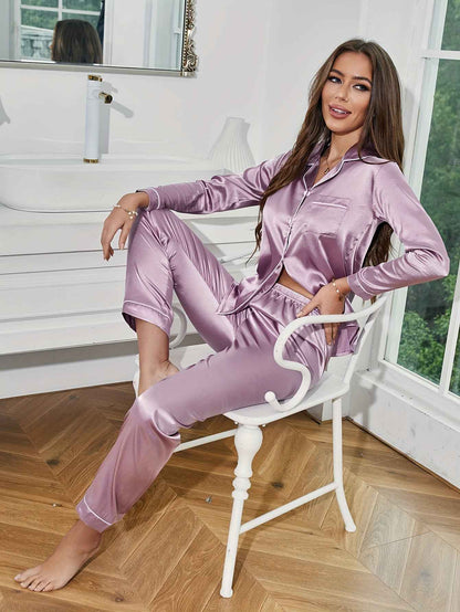 Maribeth - Casual Two-Piece Silk Sleepwear Set