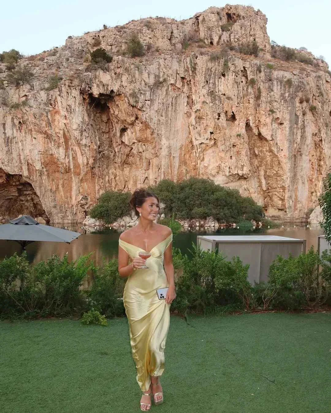 Charlote - Off Shoulder Yellow Maxi Dress